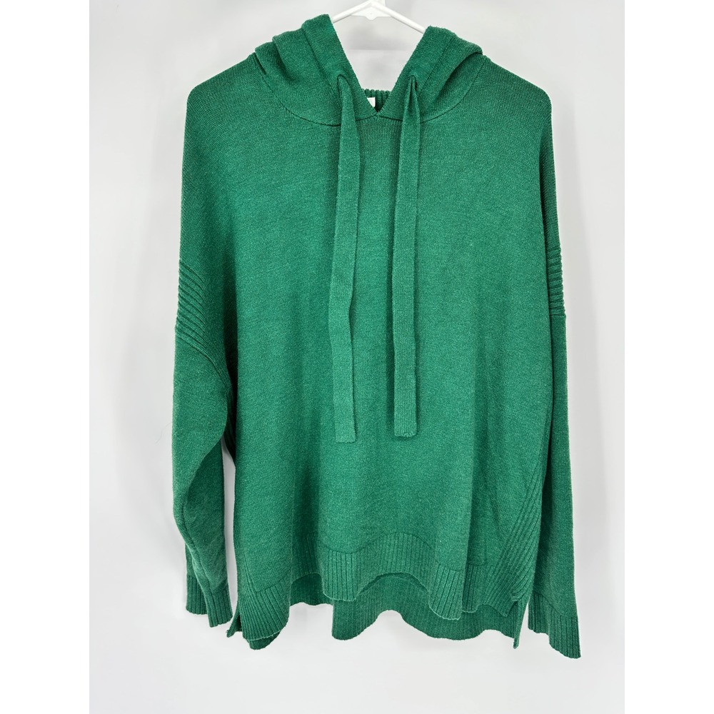 Crown Ivy Green Ribbed Knit Hoodie Pullover Sweater Women's Plus Size XXL